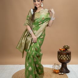 HELLA FASHIONS Ethnic Motifs Woven Design Zari Saree-picture-35