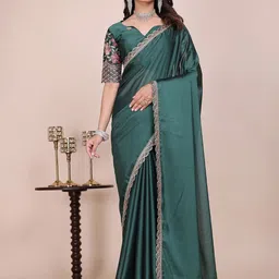K 5 Fashion Solid Saree With Embelished Border-picture-9