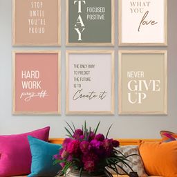 Kotart Brown & Pink 6 and more Piece Wood Abstract Wall Paintings-45