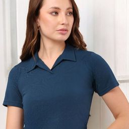 CORSICA Women Shirt Collar Crop Fitted Top-picture-24