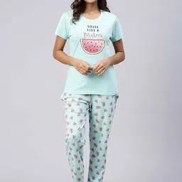 Ramraj Women Graphic Printed Round Neck Pure Cotton Night suit-image-44