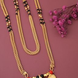 SHREEJI FASHION JEWELLRY 1 GRAM GOLD PLATED 30 IN LONG DOUBLE THAK VATI MANGALSUTRA FOR Adult-Unise-18