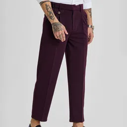 Snitch Men Burgundy Mid-Rise Regular Fit Trouser-image-87