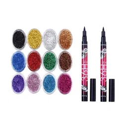 skrynnzer Set Of 2 12- Glitter Eyeshadow & 2-Pcs 36 H Eyeliner-57