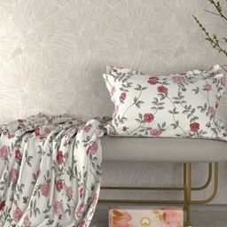 Pure Decor White & White Floral 260 TC Queen Bedsheet with 2 Pillow Covers-image-89