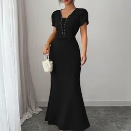 Outzidr Women V-Neck Maxi Dress-image-78