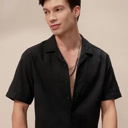 HIGHLANDER Spread Collar Short Sleeves Relaxed Fit Dobby Casual Shirt-image-34