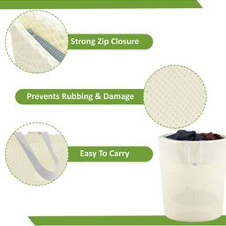 Kuber Industries Beige Reusable Durable Foldable Lightweight Laundry Bags With Handle image 4
