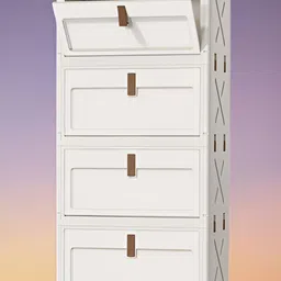 HOUSE OF QUIRK Cream-Coloured & Brown 4 Layer Foldable Multi-Utility Organiser image 2