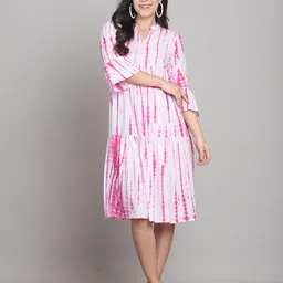 Roly Poly Women Tie and Dye Printed Fit And Flare Knee Length Dress-image-10