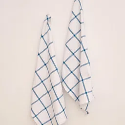 Ariana White & Blue 2 Pieces Checked Cotton Highly Absorbent Soft Kitchen Towels-8