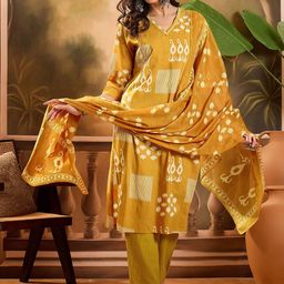Vastramyaa Women Ethnic Motifs Printed Pure Cotton Kurta with Trousers & Dupatta-picture-38