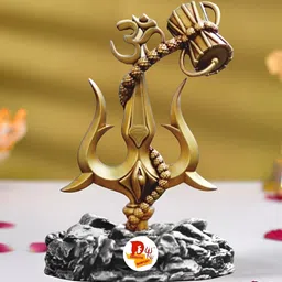 DARIDRA BHANJAN Brown Trident Damru Idol Showpiece-image-66