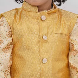 Sethukrishna Boys Printed Regular Kurta with Dhoti Pants & Nehru Jacket image 4