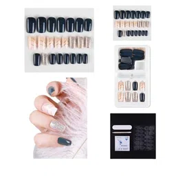 Coslifestore Set Of 24 Artificial Press On Nails With Glitter Design image 1
