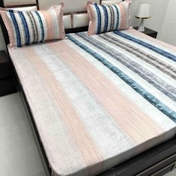 Pure Decor White & Grey Pure Cotton 380 TC King Bedsheet Set 2.74 m x 2.73 m-image-0