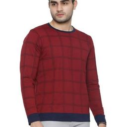 Stelino Men Checked Pullover Cotton Sweatshirt-image-92