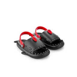 Hoppa Baby Shark Black/Red Sliders For Kids-picture-2