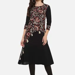 IKRASS Women Floral Printed Thread Work Kurta-image-52