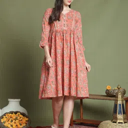 Rajnandini Women Floral Printed A-Line Dress-picture-32