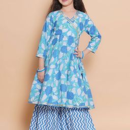 Bitiya by Bhama Girls Floral Printed Cotton Kurta with Sharara-picture-11