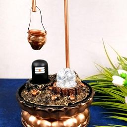 apka mart Black & Gold Shivling With Copper Kalash Indoor Waterfall Fountain-image-5