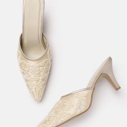 House of Pataudi Beaded Embellished Slim Heeled Mules-picture-17