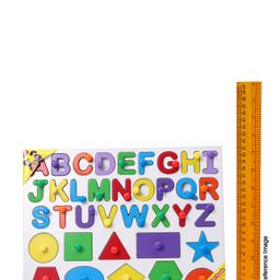 Anindita Toys Capital Alphabets With Shapes Knob & Peg Puzzle Multicolour - 37 Pieces image 3