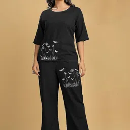 BLUE KART Printed Round Neck Top With Trousers-image-63