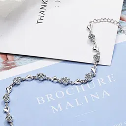 Shining Diva Fashion Silver-Plated Crystals Studded Charm Bracelet image 2