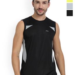 FTX Pack Of 4 Color Blocked Round Neck Sleeveless Gym Innerwear Vests-picture-18