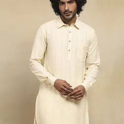 House of Chikankari Men Thread Work Pathani Kurta-image-48