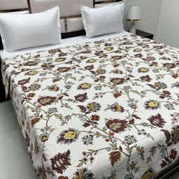 Pure Decor White & Brown Floral AC Room 210 GSM Double Bed Comforter-image-9