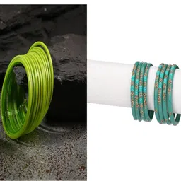 SOMIL Set of 20 Green Alloy Artificial Stones & Beads Bangles-image-78
