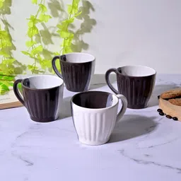 Storepedia Charcoal & White Solid Ceramic Matte Cups Set of Cups and Mugs image 3