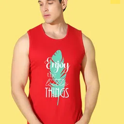 WOOSTRO 2-Pc Printed Odour-Free Cotton Innerwear Vests VWS26(BKLN YELLOW)(ENJOY RED)-image-96