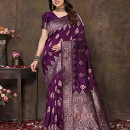 KALINI Ethnic Motifs Woven Design Zari Banarasi Saree-45