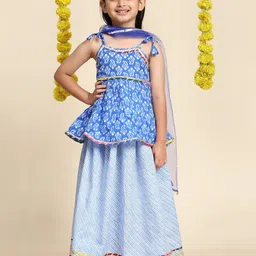 Cutiekins Girls Printed Ready to Wear Lehenga & Blouse With Dupatta-picture-51
