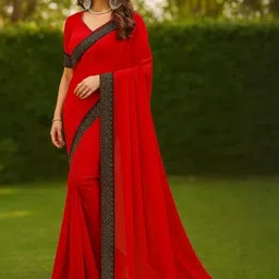 Moda Rapido Red Silk Blend Embellished Sarees-picture-45