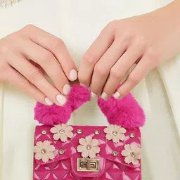 LADY QUINTON Floral Self Design Structured Handheld Bag-14