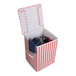 prettykrafts Peach-Coloured & White Striped Reusable Multi-Utility Organisers-3