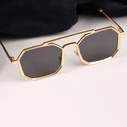 SPADEACES Unisex Aviator Sunglasses with UV Protected Lens GOLD BLACK POLYGON -126-picture-29
