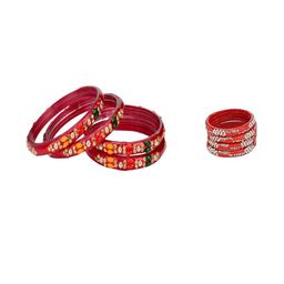 SOMIL Set Of 8 Multi Alloy Artificial Stones and Beads Antique Bangles-image-88
