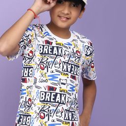 V-Mart Boys Quirky Printed Pure Cotton T-shirt with Shorts-image-40