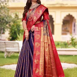 AKSH FASHION Blue Silk Blend Sarees-picture-27