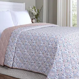 MASPAR Blue & Pink Ethnic Motifs Printed Cotton Summer AC Room 110 GSM Double Bed Quilt-image-41