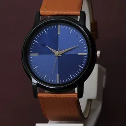 VIRAKTI Women Brass Dial & Leather Straps Analogue Watch G-12-BLUE-M-33
