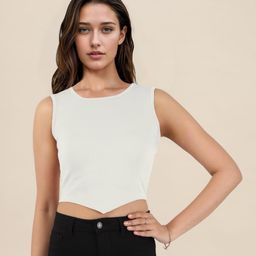DressBerry Ribbed Asymmetric Hem Fitted Crop Top-image-86