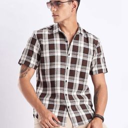 HERE&NOW Men Tartan Checks Checked Casual Shirt-picture-7