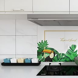INDIAN ROYALS White & Green Printed Leaves Design Waterproof Wall Sticker-image-19